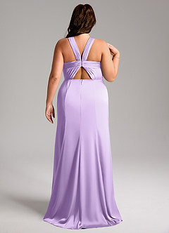 Azazie Rue Bridesmaid Dresses Lilac A-Line Pleated Stretch Satin Dress image9