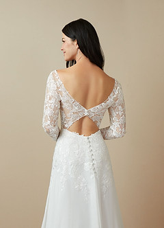 Azazie Fleur Wedding Dresses Diamond White A-Line Sequins Chiffon Dress image6