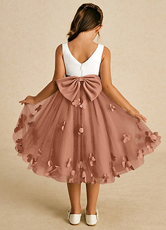 Azazie Sprout Flower Girl Dresses Bronzer A-Line Bow Tulle Dress image1
