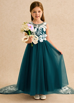 Azazie Mixie vestidos de niña de las flores Vestido de Pino de Encaje de Corte Princesa image6