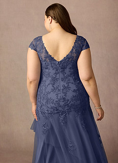 Azazie Romy Mother of the Bride Dresses Stormy Mermaid V-Neck Sequins Tulle Dress image12