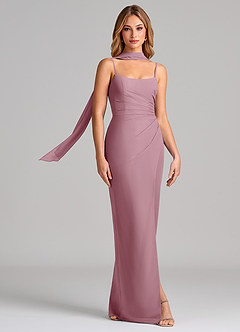 Azazie Calandra Bridesmaid Dresses Vintage Mauve Sheath Pleated Chiffon Dress image3