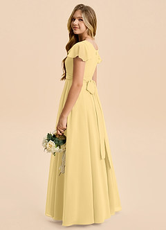 Azazie Cady Junior Butter A-Line Pleated Chiffon Dress image6