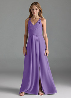 Azazie Farren Junior A-Linie Plissee Chiffon Kleid Tahiti image1