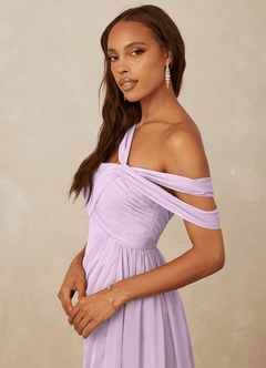 Christian Siriano Bridal for Azazie 1014 Bridesmaid Dresses Frosted Lilac A-Line Off the Shoulder Chiffon Dress image2