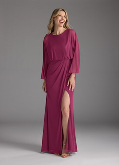 Azazie Ysabella Mother of the Bride Dresses Mulberry Mermaid Pleated Mesh Dress image3