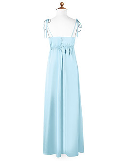 Azazie Violeta Junior Abito A-Line in Raso Elasticizzato Fiocco Azzurro image6
