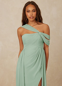 Christian Siriano Bridal for Azazie 1014 Bridesmaid Dresses Agave A-Line Off the Shoulder Chiffon Dress image6