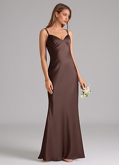 Azazie Suttona Brudtärnklänningar Klä av A-Linje i Stretch Satin Plisserad Ganache image2