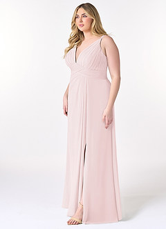 Azazie Maren Allure Abiti da Damigella Abito A-Line in Chiffon con Scollo a V in Pizzo Rosa Rossore image8