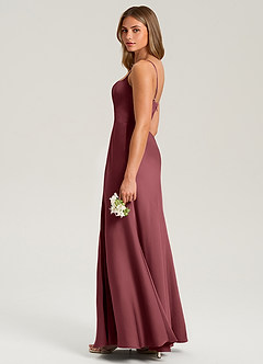 Azazie Lidia Bridesmaid Dresses Merlot Mermaid Side Slit Stretch Satin Dress image7