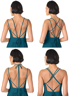 Azazie Farren Vestidos de damas de honor Vestido de Azul Tinta de Gasa de Corte en A Convertible con Plisado image9