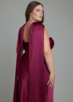 Azazie Saylor Bridesmaid Dresses Red Plum Mermaid Strapless Stretch Satin Dress image19