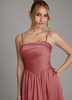 Azazie Zena Bridesmaid Dresses Antique Rose A-Line Strapless Stretch Satin Dress image2