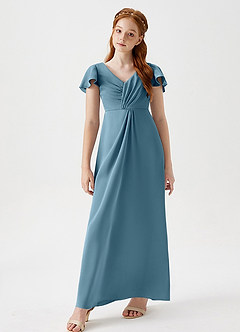 Azazie Soren Junior Bermuda A-Line Ruched Stretch Satin Dress image4