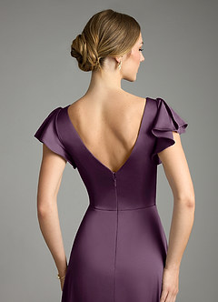 Azazie Omari Bridesmaid Dresses Plum A-Line Stretch Satin Dress image7