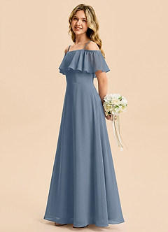 Azazie Maggie Junior Twilight A-Line Off the Shoulder Chiffon Dress image3