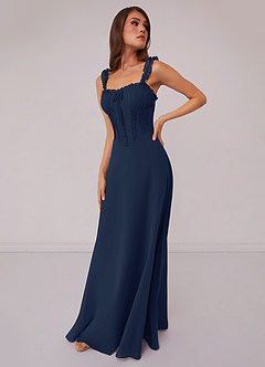 Barbie ♥ Azazie Bridesmaid Dresses Dark Navy A-Line Sweetheart Neckline Chiffon Dress image1