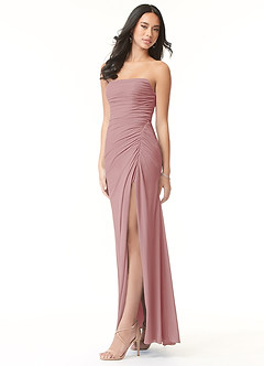 Azazie Darria Robes de demoiselle d'honneur Robe Fourreau Convertible en Mousseline extensible Plissee mit quadratischem Ausschnitt Rose Poussiéreuse image3