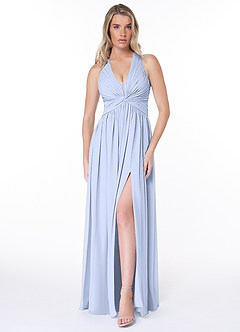 Azazie Jaclyn Bridesmaid Dresses Ice A-Line Pleated Chiffon Dress image1