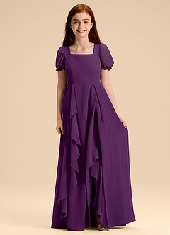 Azazie Priya Junior Abito A-Line in Chiffon Blusa Uva image3