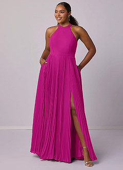 Barbie ♥ Azazie Bridesmaid Dresses Fuchsia A-Line Pleated Chiffon Dress image11