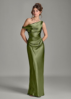 Azazie Emerson At-home Try On Dresses Black Mermaid Off the Shoulder Metallic Satin Dress image3