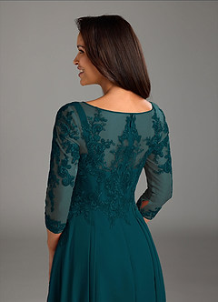 Azazie Marge Mother of the Bride Dresses Pine A-Line Scoop Lace Chiffon Dress image4