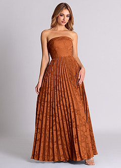 Azazie Mariana Bridesmaid Dresses Burnt Orange A-Line Strapless Floral Burnout Convertible Dress image5