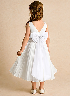 Azazie Margot Flower Girl Dresses Ivory White A-Line Pleated Chiffon Dress image5