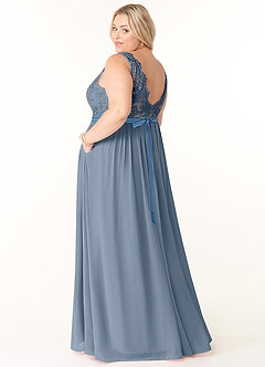 Azazie Elly Bridesmaid Dresses Twilight A-Line Lace Scoop Neck Chiffon Dress image10