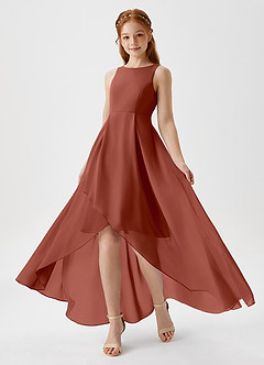 Azazie Lizette Junior Auburn A-Line Pleated Chiffon Dress image1