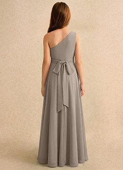 Azazie Puddles Girls Formal Robe Demoiselle D'honneur Fillette Robe Trapèze en Mousseline de soie Une épaule Taupe image2