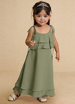 Azazie Temi Flower Girl Dresses Pistachio A-Line Spaghetti Strap Chiffon Dress image6