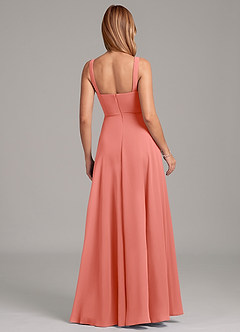 Azazie Shaude Bridesmaid Dresses Salmon Pink A-Line Pleated Chiffon Dress image2