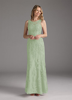 Azazie Whilhelmina vestidos de madre de la novia Vestido de Salvia Polvorienta de Gasa de Sirena con Encaje image3