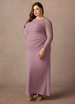 Azazie Peggy Abiti per la Madre della Sposa Abito Tubino in Pizzo Rosa Polverosa image10