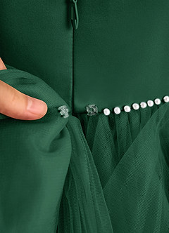 Azazie Tinie Blumenmädchenkleider Ballkleid Schleifen Tüll Kleid Dunkelgrün image8