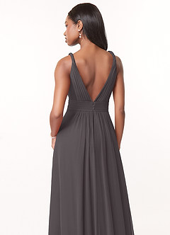 Azazie Maren Bridesmaid Dresses Steel Grey A-Line Pleated Chiffon Dress image5
