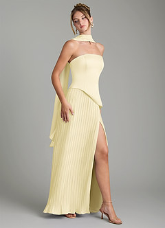 Azazie Tierney Bridesmaid Dresses Lemon Sorbet A-Line Strapless Chiffon Convertible Dress image9