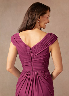 Azazie Lisolette Mother of the Bride Dresses Mulberry Sheath Pleated Mesh Dress image8