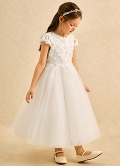 Azazie Sprinkle Flower Girl Klänningar Klä Balklänning i Spets image4