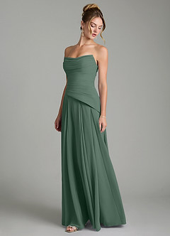 Azazie Gabriela Bridesmaid Dresses Eucalyptus A-Line Corset Chiffon Dress image6