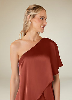 Azazie Hagretta Mother of the Bride Dresses Terracotta Jumpsuit/Pantsuit Stretch Satin Dress image6
