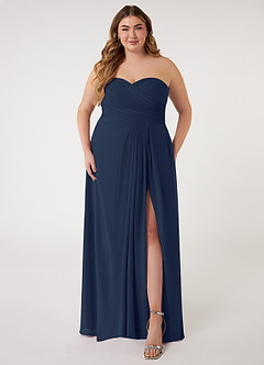 Azazie Arabella Allure Bridesmaid Dresses Dark Navy A-Line Sweetheart Neckline Chiffon Convertible Dress image12