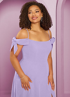 Barbie ♥ Azazie Jurken voor bruidsmeisjes Converteerbaar Jurk van Chiffon met A-Lijn Off the Shoulder Lila image4
