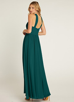 Azazie Jacey Final Sale Peacock A-Line Pleated Chiffon Dress image4