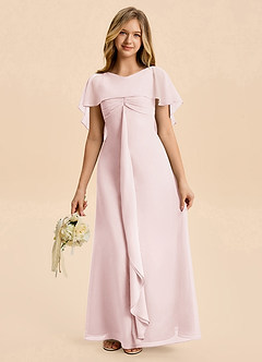 Azazie Selena Junior Blushing Pink A-Line Ruched Chiffon Dress image6