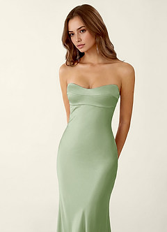 Miniqueadom Light Green Open Back Satin Party Dress image4