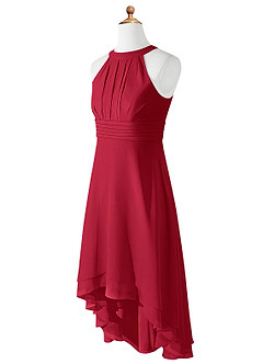 Azazie Linna Junior Scarlet A-Line Pleated Chiffon Dress image7